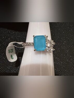 BP Bomb Party Blue Aquamarine Ring Size 8